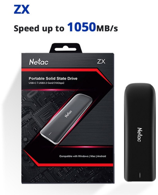 컴퓨터부품 Netac-외장 SSD 500/250GB 휴대용 1 테라바이트 2 외장 하드 드라이브 USB 3.2 c형 노트북 용 솔리드 스테이트, 01 NVMe External SSD ZX, 03 500GB