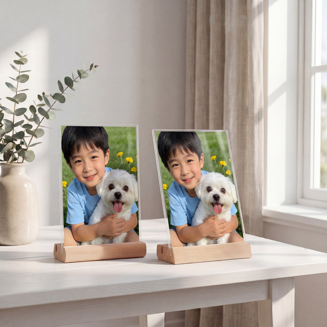 인테리어 액자 프레임 아크릴 액자 탁상용 A6 A5 A4 메뉴 안내판 광고 전시, 2개, 투명