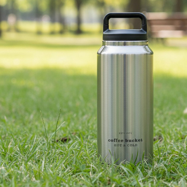 코멕스 손잡이 보온보냉병, 실버, 1L, 1개