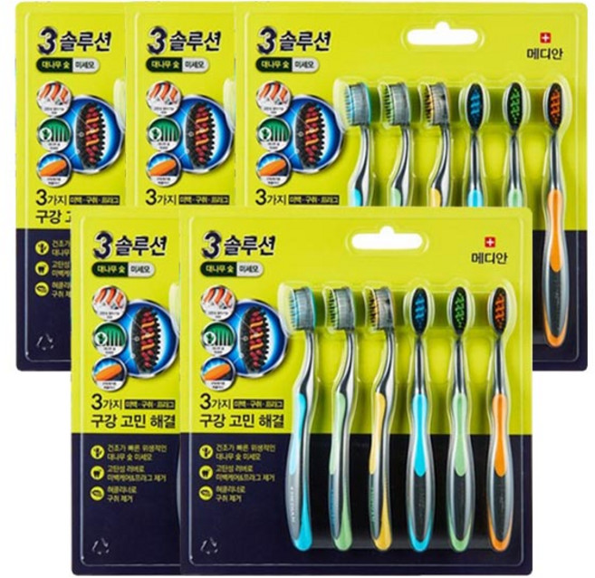 메디안 트리플솔루션 미세모 칫솔 6입, 6개입, 5개