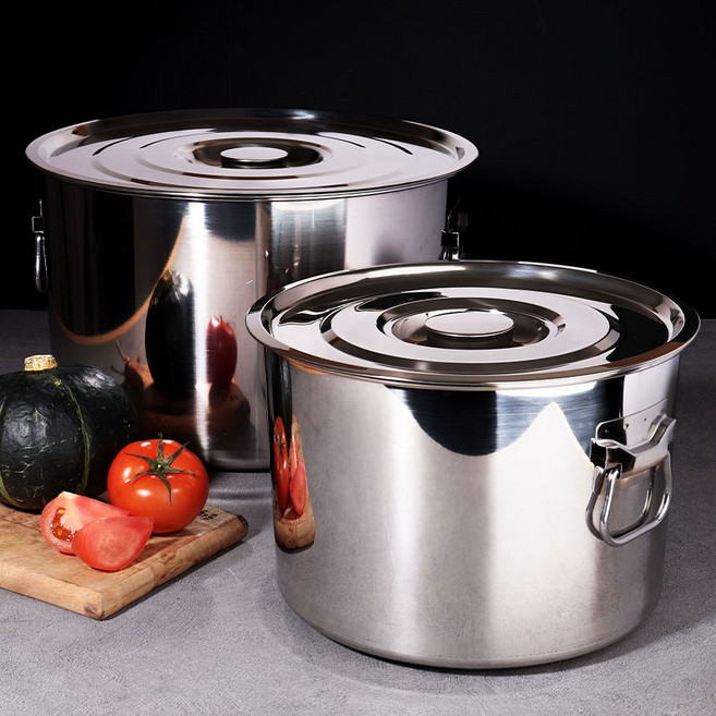 [강화 스텐 소도와] 대용량 낮은 냄비 업소용 대형 사골 육수통 (급식 국통 육수 들통), 1개, 36리터, 46cm