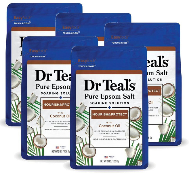 닥터틸즈 퓨어 앱솜솔트 코코넛오일 입욕 DrTeal's Pure Epsom Salt Coconut Oil, 5개, 1.36kg