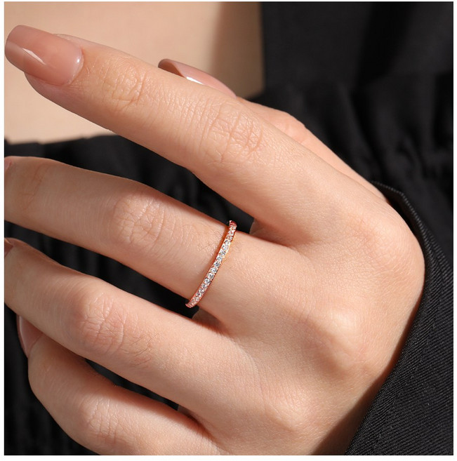 무티아 로즈골드 여리여리 레이어드 링 반지 3종 세미풀큐빅 포인트 물결 검지 실반지