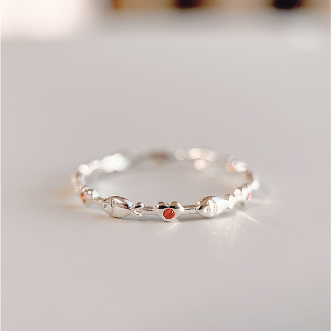 실버925 여성 모녀 하트 가족 탄생석 행운 물고기 애끼 은반지