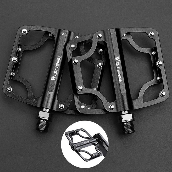 시그니처베이지 자전거 3베어링 페달 평페달 YPZ081, 블랙, 1개