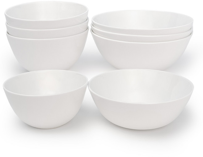 온담도자기 본차이나 밥그릇 국그릇 세트 공기 대접, 화이트, 4세트, 공기4P + 대접4P