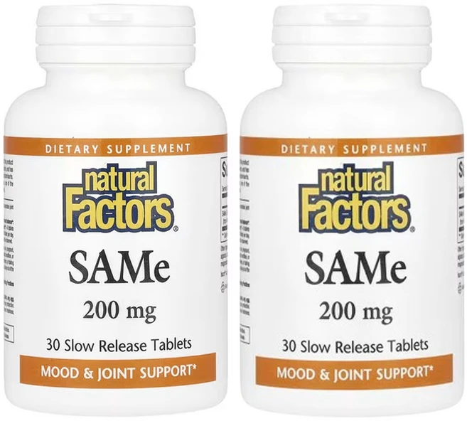 내추럴팩터스 Natural Factors SAM-e 200mg 30서방형정 2개 S 아데노실메티오닌 황산토실산염 쌔미 장용성캡슐 샘이 샘E, 30정 - 쿠팡