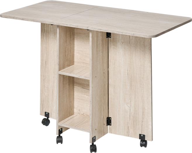 米克先生 華倫多功能折疊餐桌 可移動收納工作桌, 白橡木紋