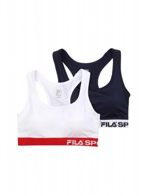 휠라 언더웨어 휠라 헤리티지 엑티브 스포츠 브라탑 2PACK (FI4ITG1104F_WHI)