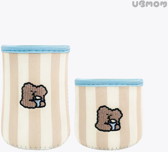 유비맘 빨대컵 젖병 보온보냉커버, 초코 소(200ml), 1개