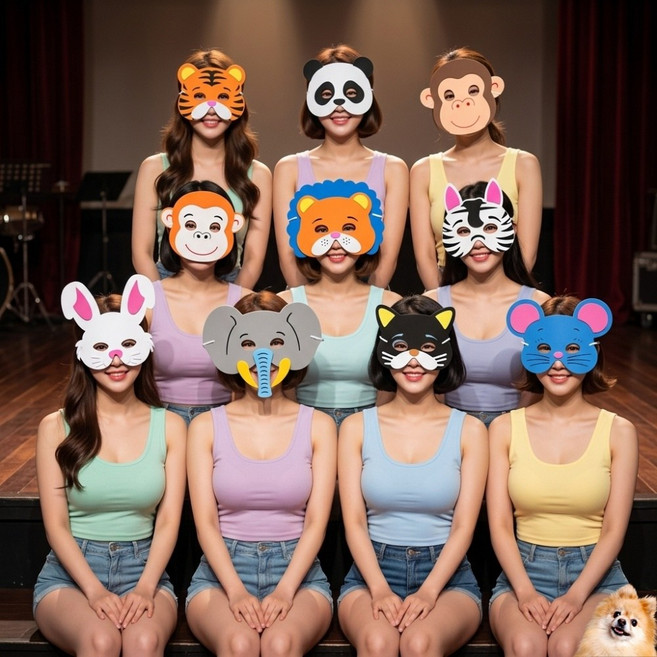 HN 혀누닷컴 귀여운 동물 가면 파티 학예회 연극 공연 무대 할로윈 코스프레 말 호랑이 스펀지 반가면, 1개, 토끼