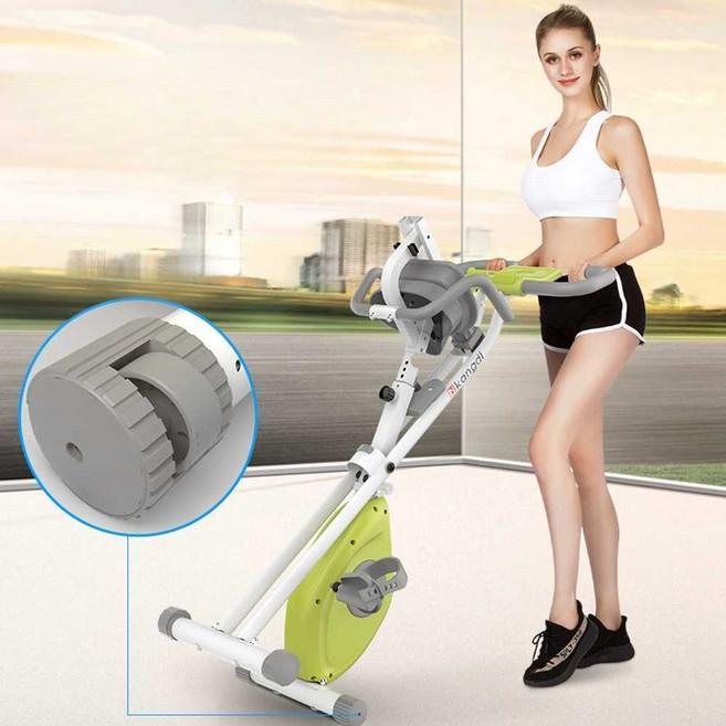 미니실내자전거 실내 좌식 바이크 홈 운동 접이식 회전 체중 감량 스포츠 장비, 상세페이지 참고, 등받이가 있는 흑백 자석 무음