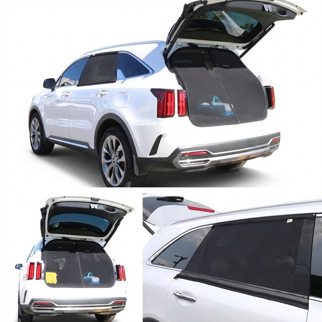 MQ4쏘렌토 전용 트렁크모기장/ 우레탄창/ 2열창모기장 개별선택옵션/ 국내제작/ 봄부터 가을까지 모기장으로 벌레차단 장마와 겨울에는 우레탄창으로 비바람차단, 2열창세트