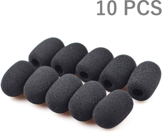 BGM 핀 마이크 헤드셋 마이크 스펀지 솜 커버 10개, 블랙, 헤드셋 스펀지