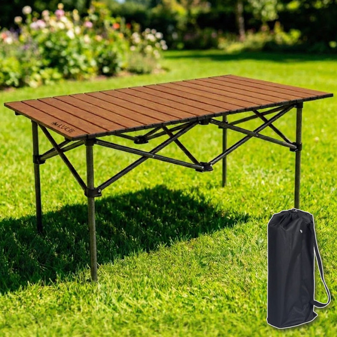 루시에 휴대용 캠핑 롤테이블 접이식 경량 알루미늄, 우드