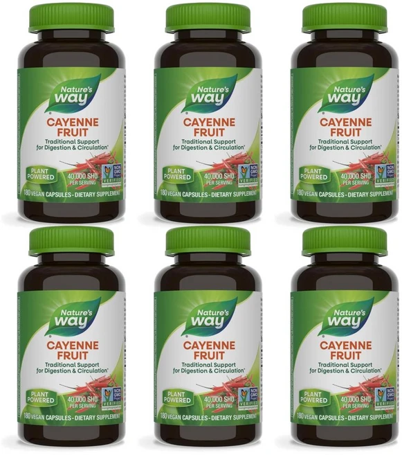 네이처스웨이 카이엔 페퍼 프루트 450mg 캡슐, 180정, 6개 - 쿠팡