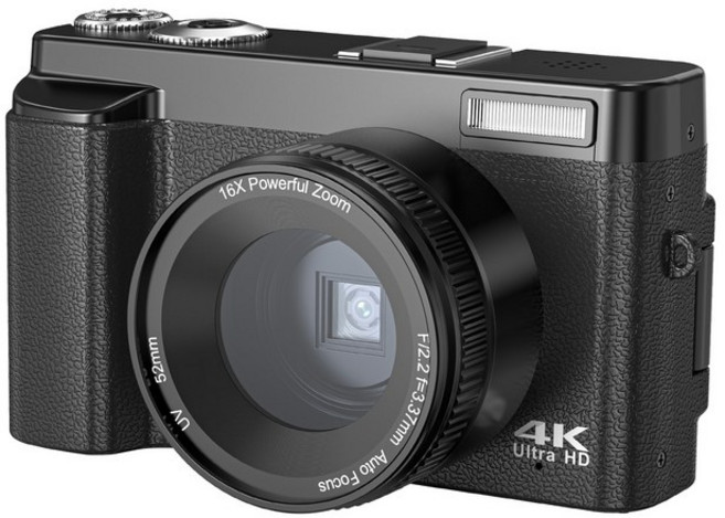4K Ultra HD 數位照相機 16X 光學變焦, 4K+UV01 濾鏡（無鏡頭）黑色