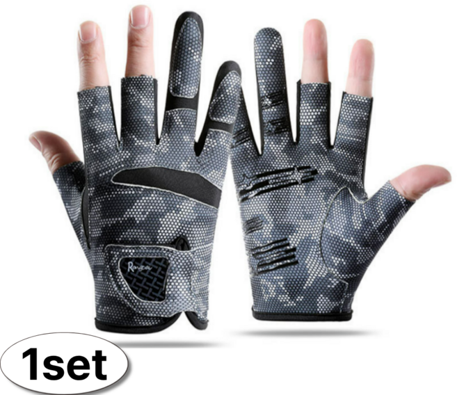 입질의순간 3컷 낚시장갑 스포츠 양손착용, 1세트, 카모에디션