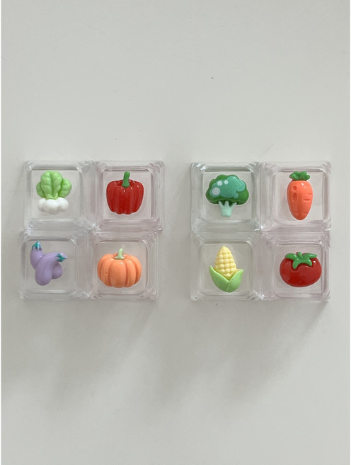 [4pcs+키캡리무버] 미니 채소 귀여운 키보드 꾸미기 포인트 키캡 십자축 기계식, 1세트, 투명 B (브로콜리 / 당근 / 옥수수 / 토마토)