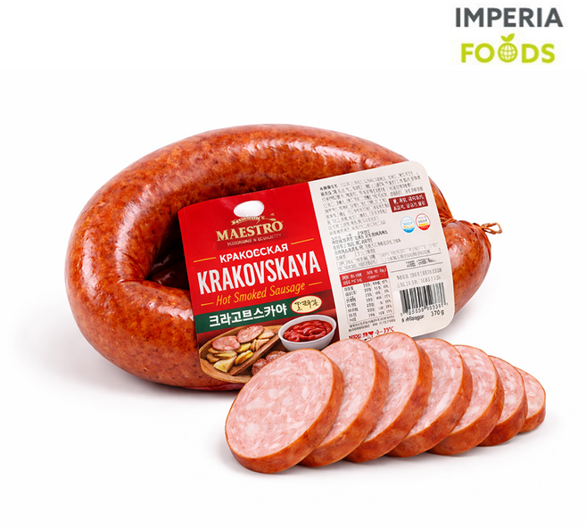마에스트로 MAESTRO 크라코브스카야 소시지 Krakovskaya 킬바사 소고기 한돈, 1개, 370g
