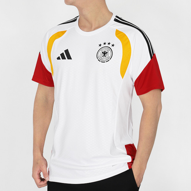 아디다스 반팔티 독일 2026 트레이닝 저지 화이트-옐로우-레드-블랙 로고, 상세설명참조