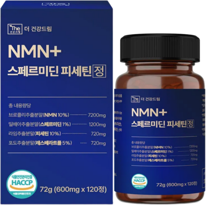 더건강드림 nmn 스페르미딘 피세틴 정 600mg, 1개, 120정