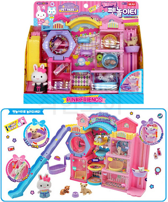 핑크래빗 펫 놀이터 펫하우스 애견샵 역할놀이, 1개, 핑크