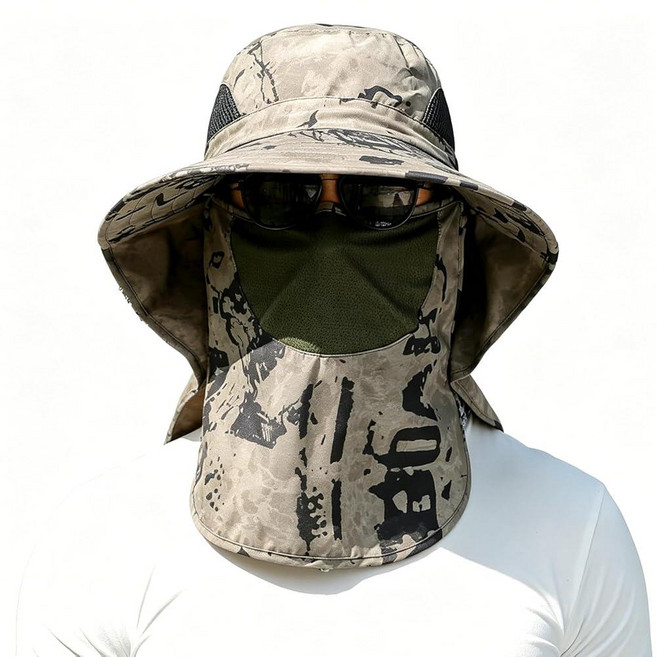 ALANDUO Wide Brim XXL Sun Hats for Men Big Head UPF 50+ Fishing Sun Hat with Neck Face Flap Safa