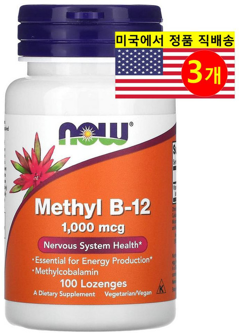 나우푸드 메틸 B-12 1 000mcg 100로렌지, 100개입, 3개, 100정