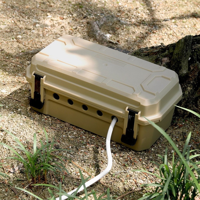 아이정 멀티탭 방수 케이스 캠핑 전기 수납 정리함, 1개, 베이지