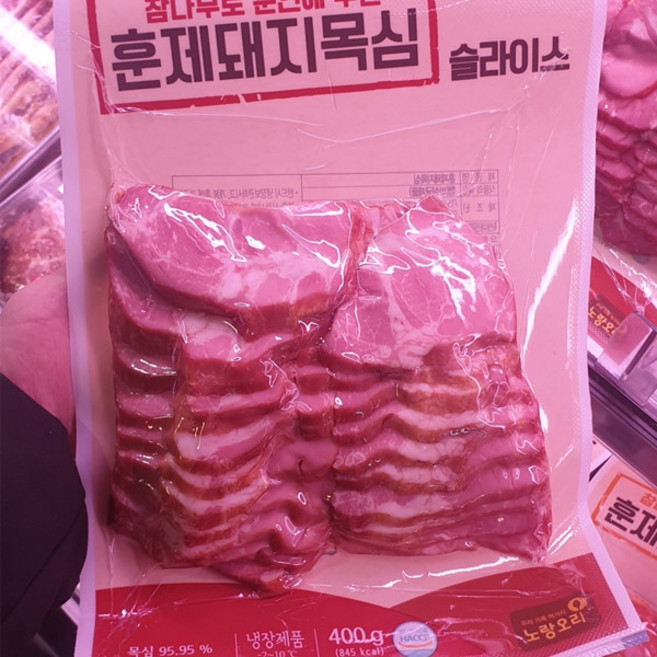 노랑오리 참나무훈연 훈제 목심 슬라이스, 1개, 400g
