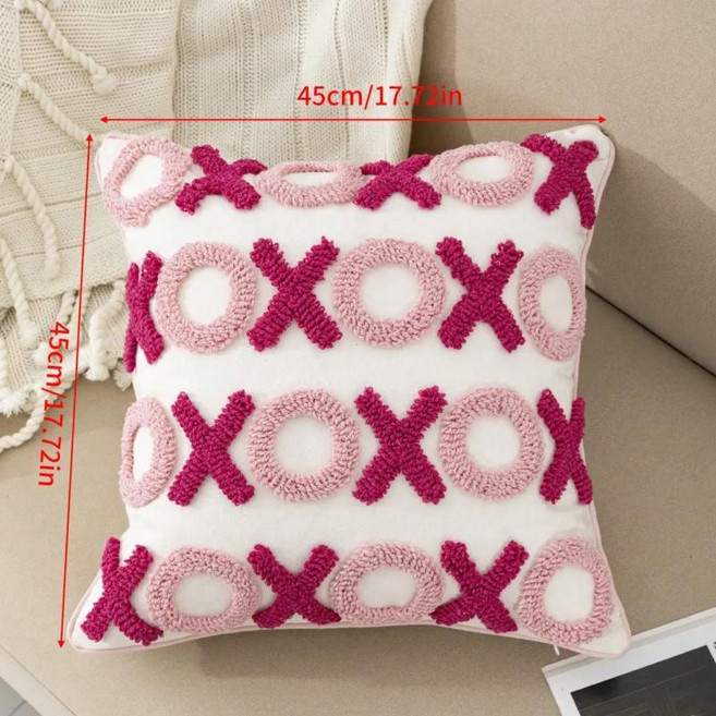 핑크 하트 패턴 베개 커버 거실 침실 자동차용 패브릭 홈 장식 쿠션