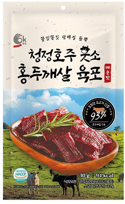 청정호주 웃소 홍두깨살 육포 매운맛, 15개, 30g