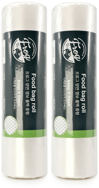 FROG 양면 엠보 롤백 중 25x35cm 300매 위생 일회용 재활용 비닐 봉투 크린백, 2개, 300개입, 중(M)