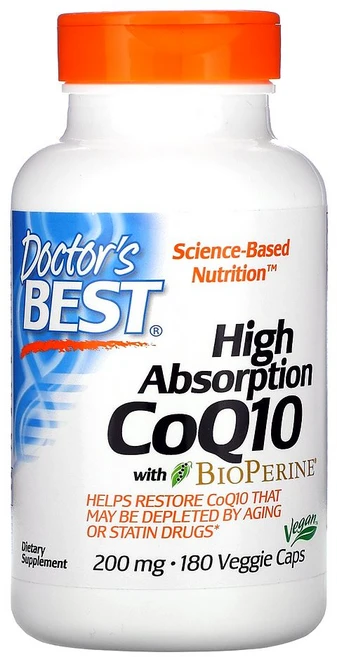 Doctor's Best 닥터스베스트 Co Q10 코엔자임큐텐 효능 200mg +바이오페린 글루텐프리(180캡슐), 180정, 1개 - 쿠팡