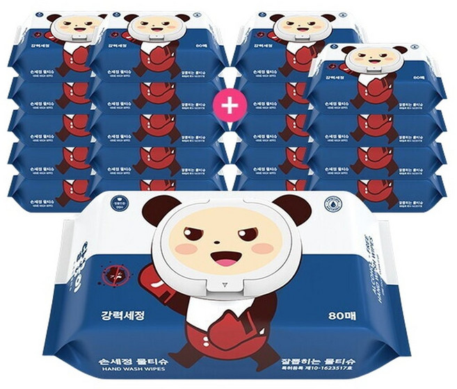 달곰이 특허 받은 항균 99% 손세정 물티슈 캡형 20팩 (80매/캡형), 80매, 20개