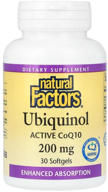 NATURAL FACTORS CoQ10 유비퀴놀 200mg 30소프트젤, 1개, 30정 - 쿠팡