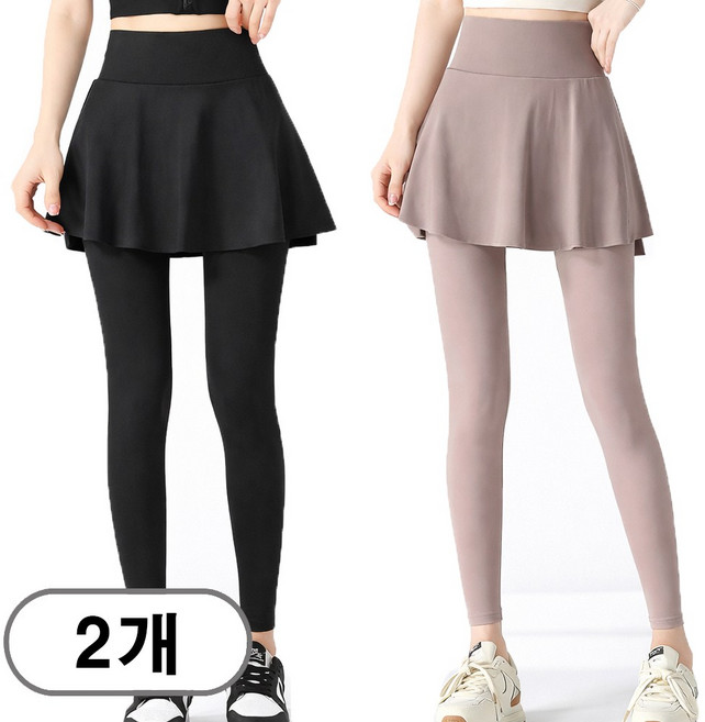 차쿠 1+1 여성 치마 레깅스 빅사이즈 치마 레깅스 하이웨스트 일체형 레깅스 치마 뱃살커버