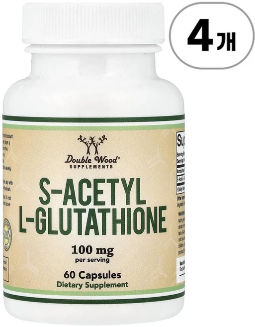 더블우드 서플리먼트 S-아세틸 L-글루타치온 100mg Double Wood Supplements S-Acetyl L-Glutathione 100 mg 60정, 4개 - 쿠팡