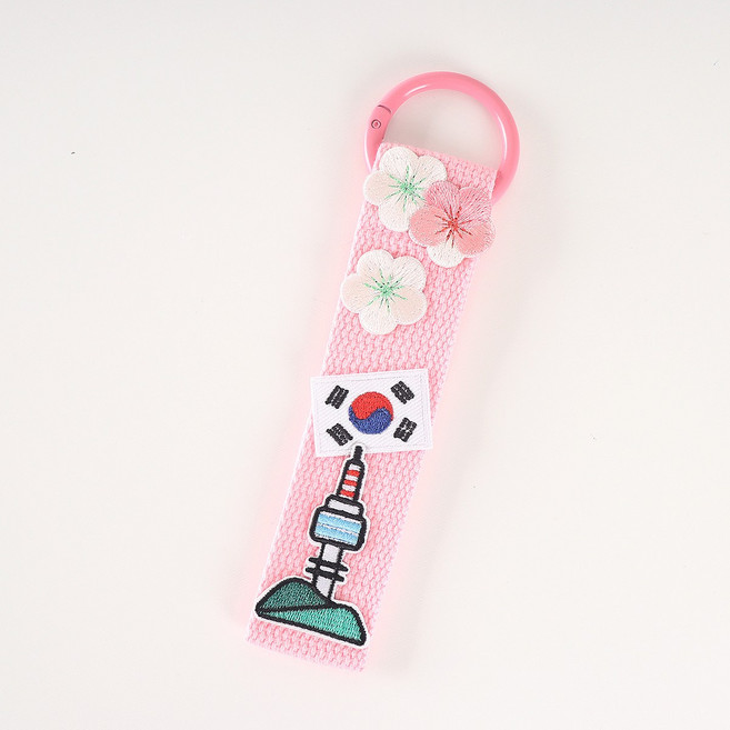 완제품 와펜 스트랩 키링 단체 선물 가방 꾸미기 귀여운 디자인 왕고리, 1개, 무궁화 핑크