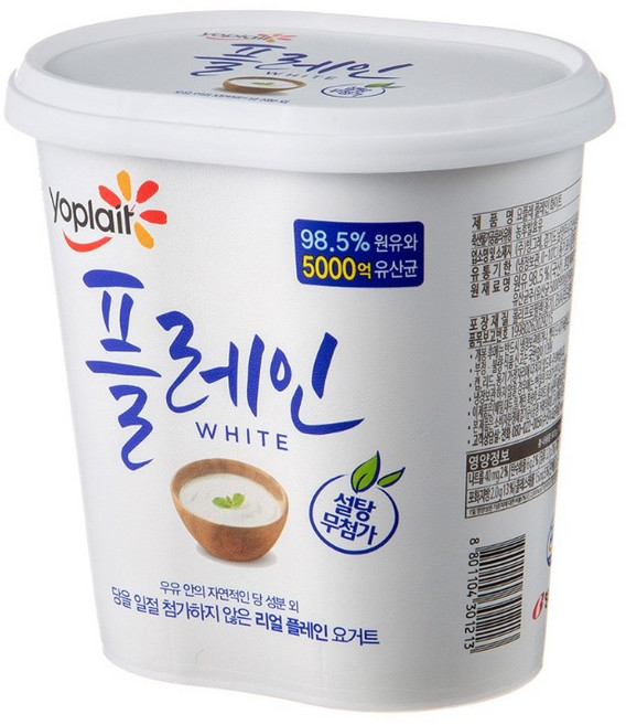 빙그레 요플레 플레인 화이트 900ml 냉장무배, 900g, 4개