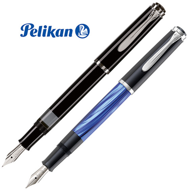 펠리칸 클래식 M205 실버 트림 만년필 [블랙 블루마블], 블루마블, EF