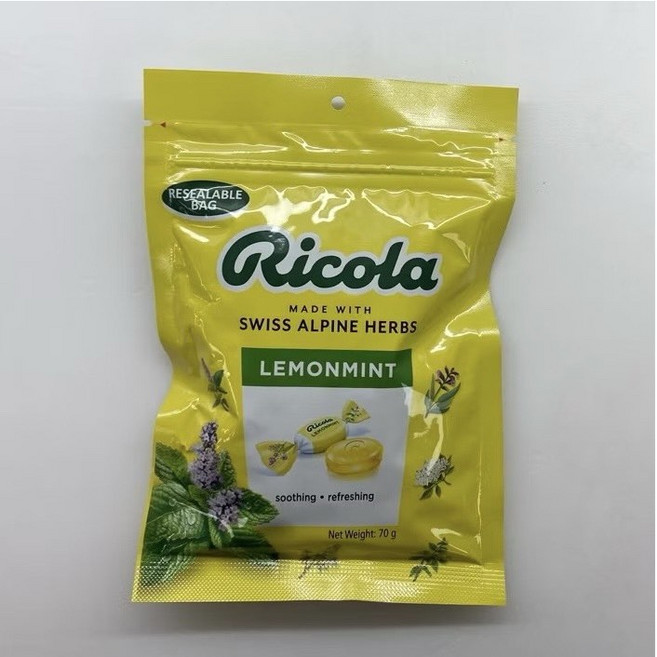 Ricola 利口樂 瑞士草本喉糖 檸檬薄荷風味, 70g, 1袋