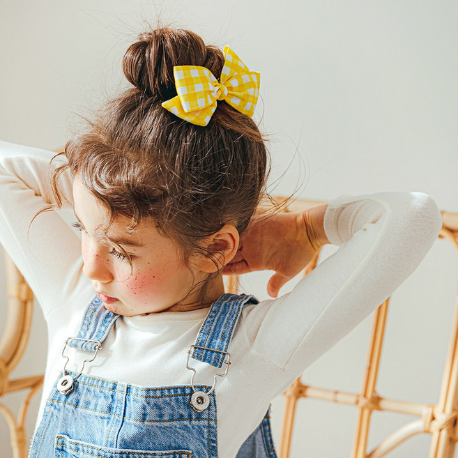 채니봉봉 플랫체크 작은벨르 집게핀 유아헤어핀