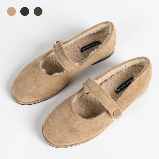 페조 여성 플랫슈즈 메리제인 기모 양털 단화 PZFLFR 866-8