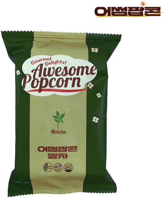 어썸팝콘 말차 / NON-GMO 수제 천연버터, 4개, 30g