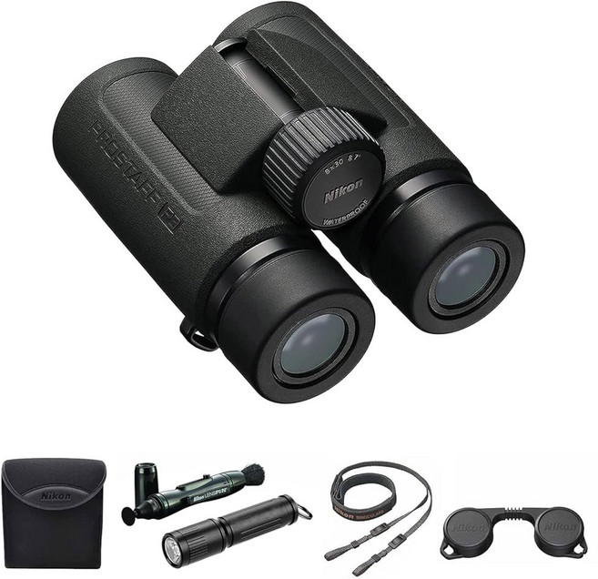 니콘 프로스타프 P3 8x30 성인용 방수 쌍안경 | 조류 관찰용 소형 및 여행용 렌즈 펜 청소 시스템 손전등 번들 세트
