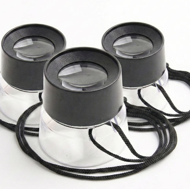 이지업 목걸이 루페 휴대용 돋보기 확대경 관찰 10배율, 3개, 혼합색상