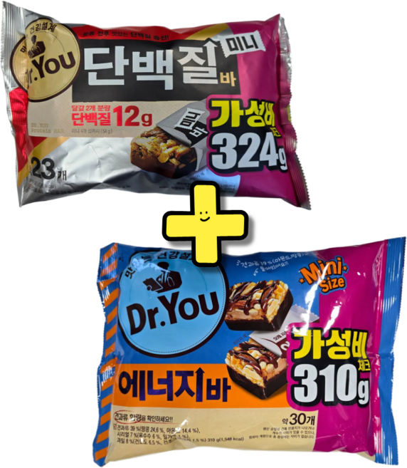 닥터유 단백질바 미니324g+에너지바 미니310g, 3개, 634g