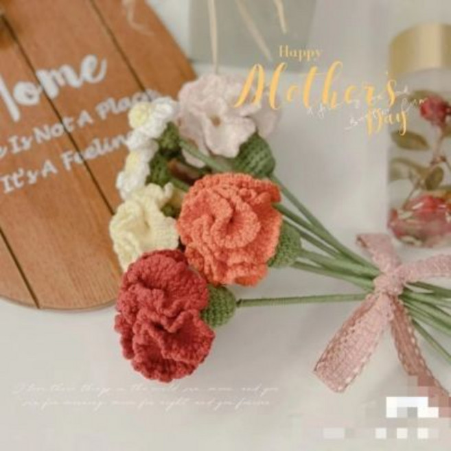 純手工鉤織康乃馨 永生花 母親節禮物, 1個, 純手工鉤織康乃馨  永生花   女王節女神節母親節送媽媽送老師的